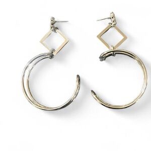 Serena Silver Geometric Hoop Dangle Earrings Feminine Closet Staple